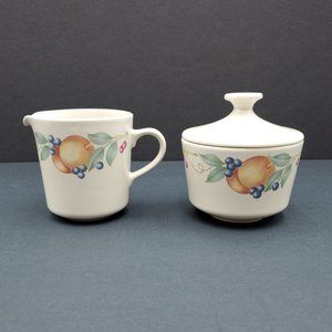 Corning Abundance Creamer Sugar Bowl Corelle Fruit Pattern Cream Sugar Set